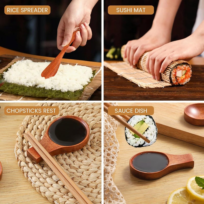 Wimitools Sushi Making Kit Sushi Roller Kit for Beginners or Pro Sushi Lovers. Made of Nanmu Wood, includes Sushi Mat - the Easy Homemade Sushi Kit Experience and Best Gift - Image 3